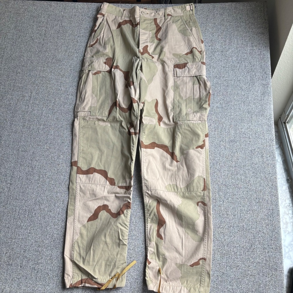 US Military Cargo Pants Mens M Long Tan Desert Camo BDU Ripstop Tactical